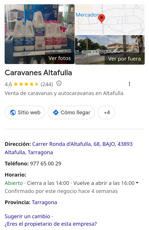 Puntuació Caravanes Altafulla